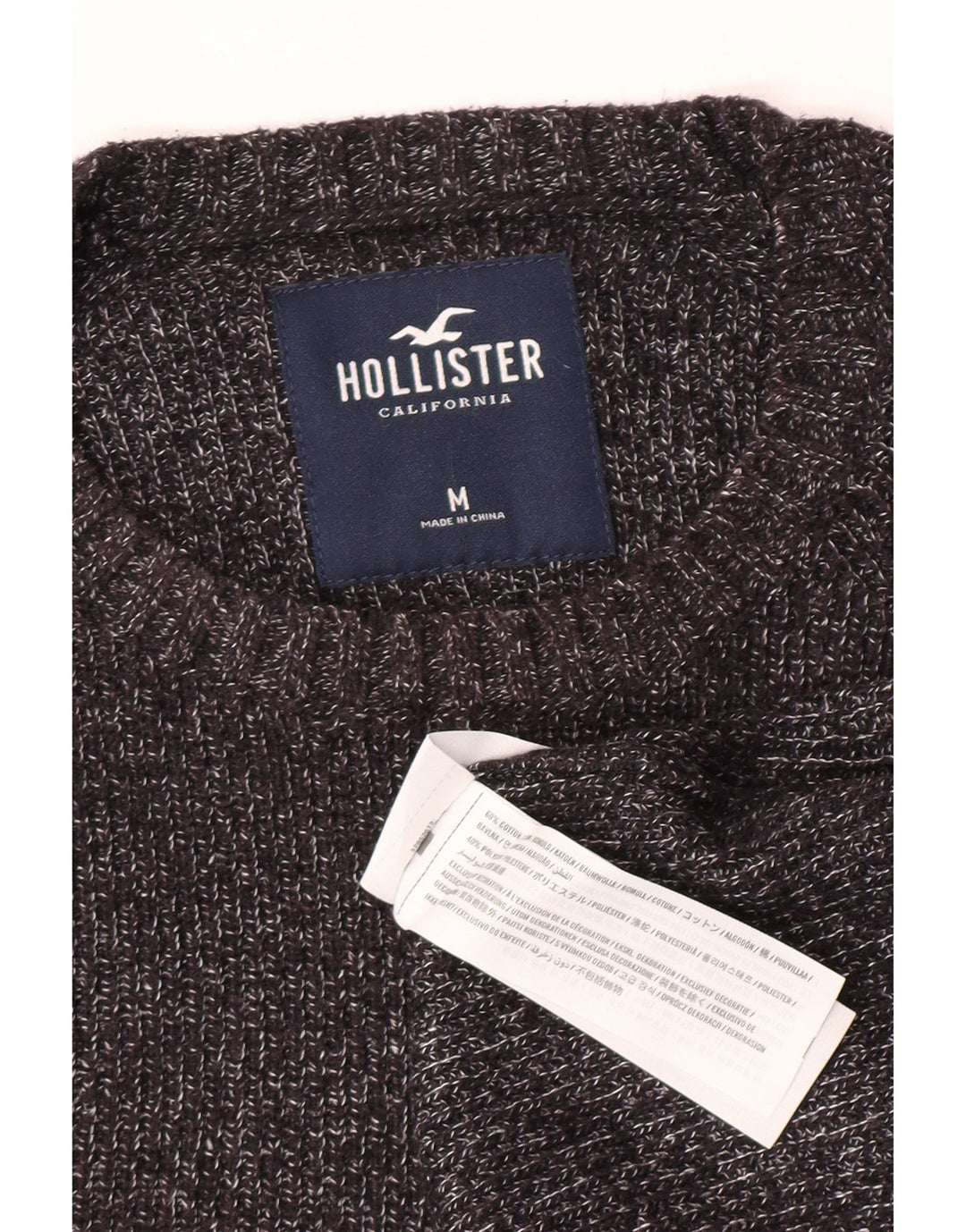 Hollister Mens Crew Neck Jumper Sweater Medium Grey Flecked Cotton