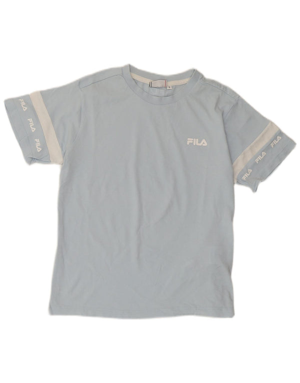 Fila Womens Graphic T-Shirt Top UK 10 Small Blue Colourblock Cotton