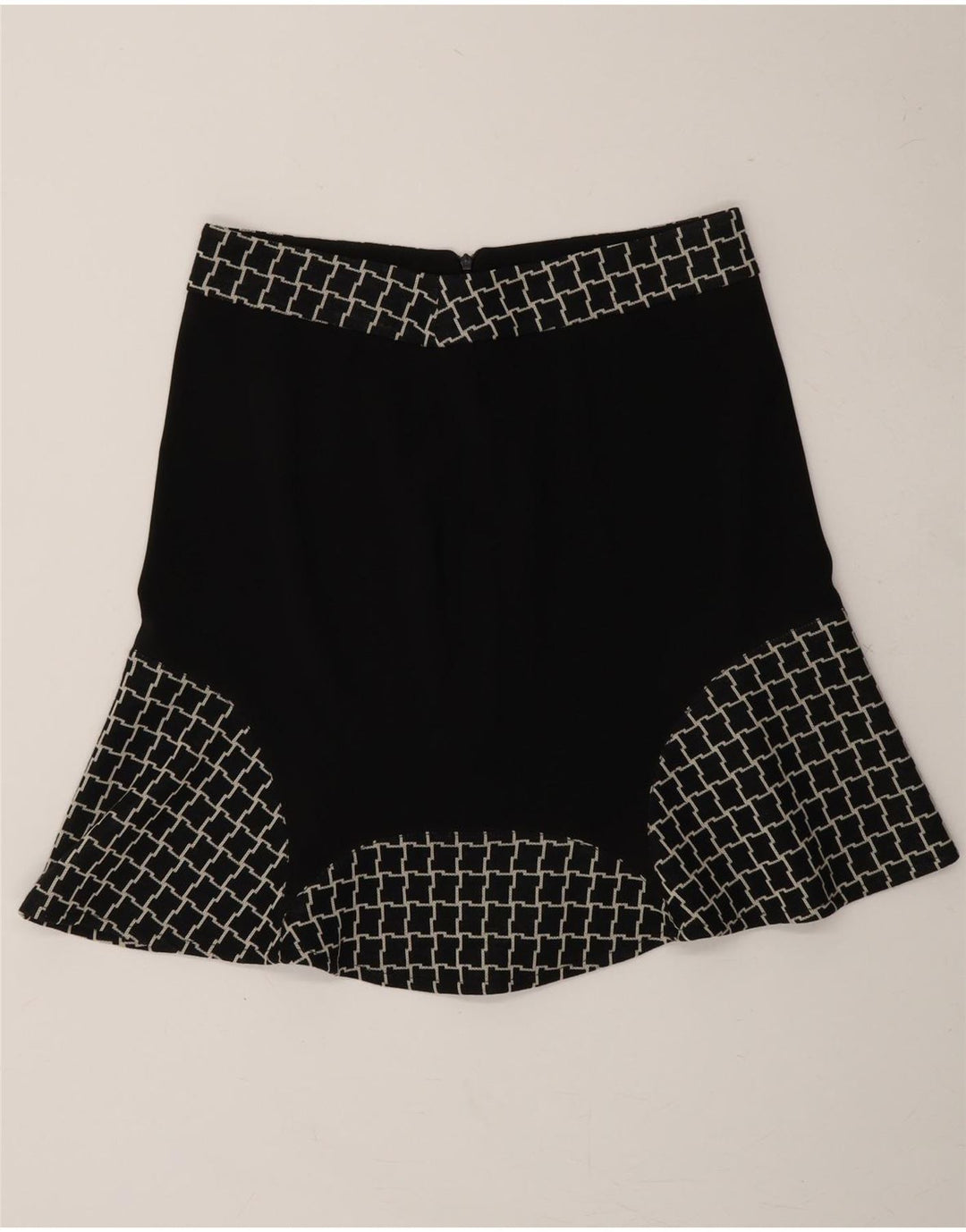 VINTAGE Womens Trumpet Skirt IT 44 Medium W30  Black Houndstooth Polyester Vintage Vintage and Second-Hand Vintage from Messina Hembry 