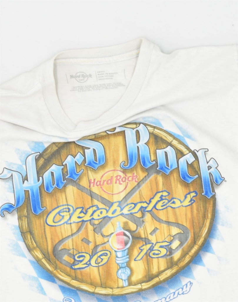 HARD ROCK Mens Munich Graphic T-Shirt Top Small White Cotton | Vintage Hard Rock | Thrift | Second-Hand Hard Rock | Used Clothing | Messina Hembry 