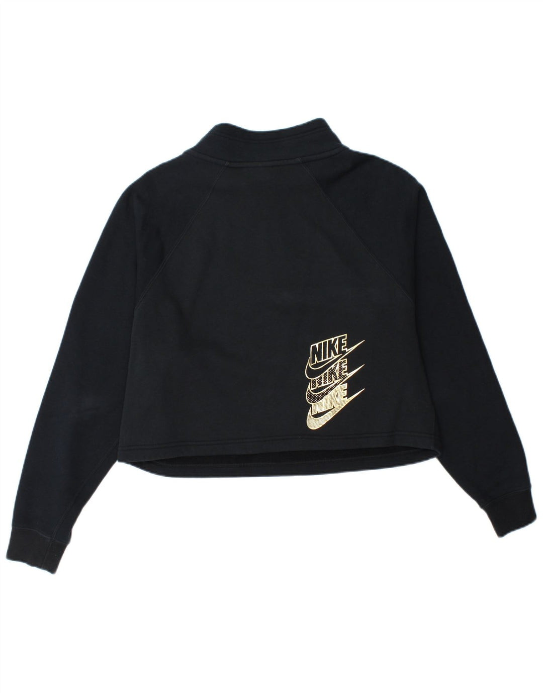 Nike Womens Graphic Zip Neck Sweatshirt Jumper UK 14 Medium Navy Blue