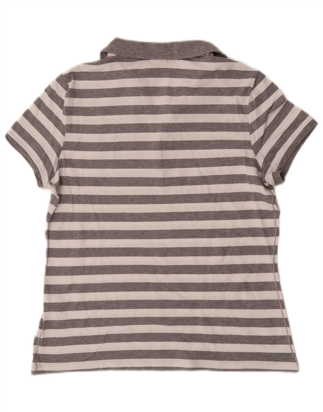 Puma Womens Polo Shirt UK 14 Medium Grey Striped Cotton