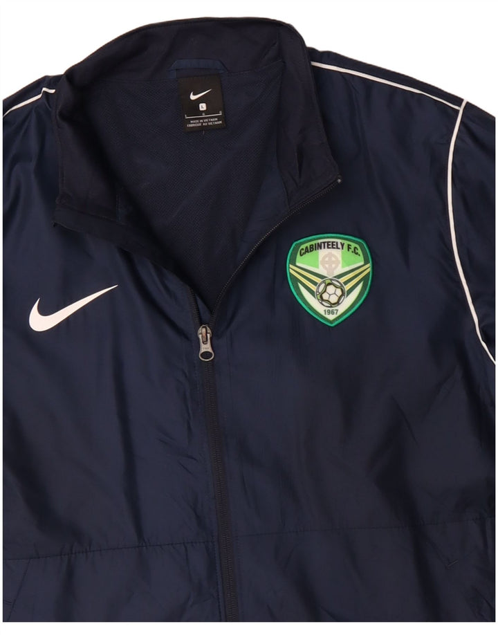 NIKE Mens Graphic Rain Jacket UK 40 Large Navy Blue Polyester