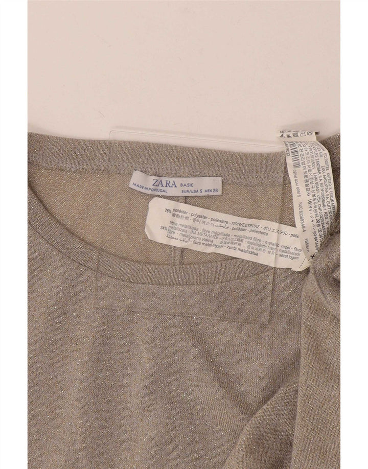 Zara Womens Oversized Blouse Top UK 10 Small Grey Flecked Polyester