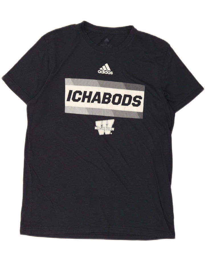 ADIDAS Mens Graphic T-Shirt Top Large Navy Blue Cotton Vintage Adidas and Second-Hand Adidas from Messina Hembry 