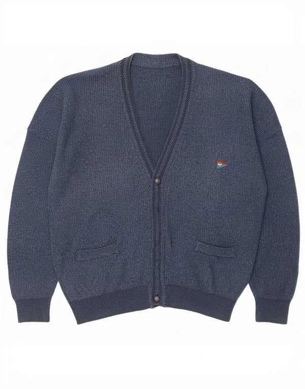 Vintage Mens Cardigan Sweater IT 56 XL Navy Blue Cotton