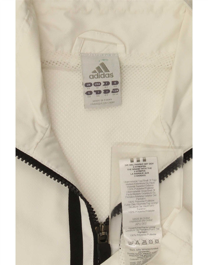 Adidas Womens Tracksuit Top Jacket UK 14 Medium White Polyester