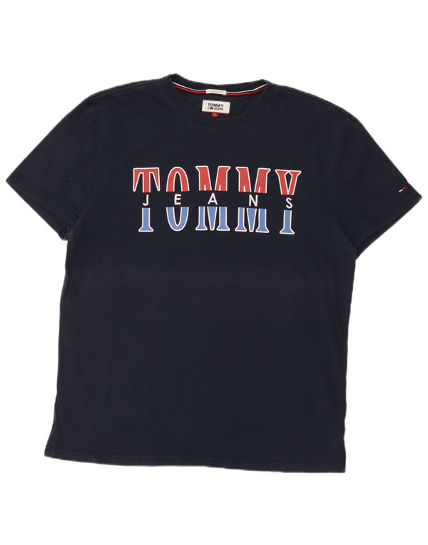 Tommy Hilfiger Mens Regular Fit Graphic T-Shirt Top Large Navy Blue