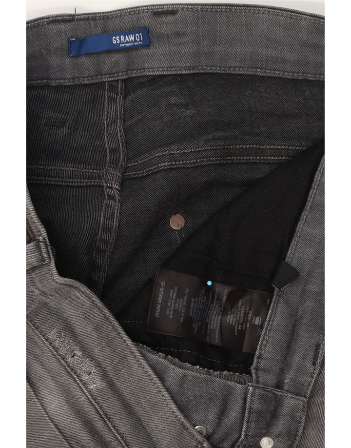 G-Star Mens Revend Distressed Super Slim Jeans W33 L34 Grey Cotton