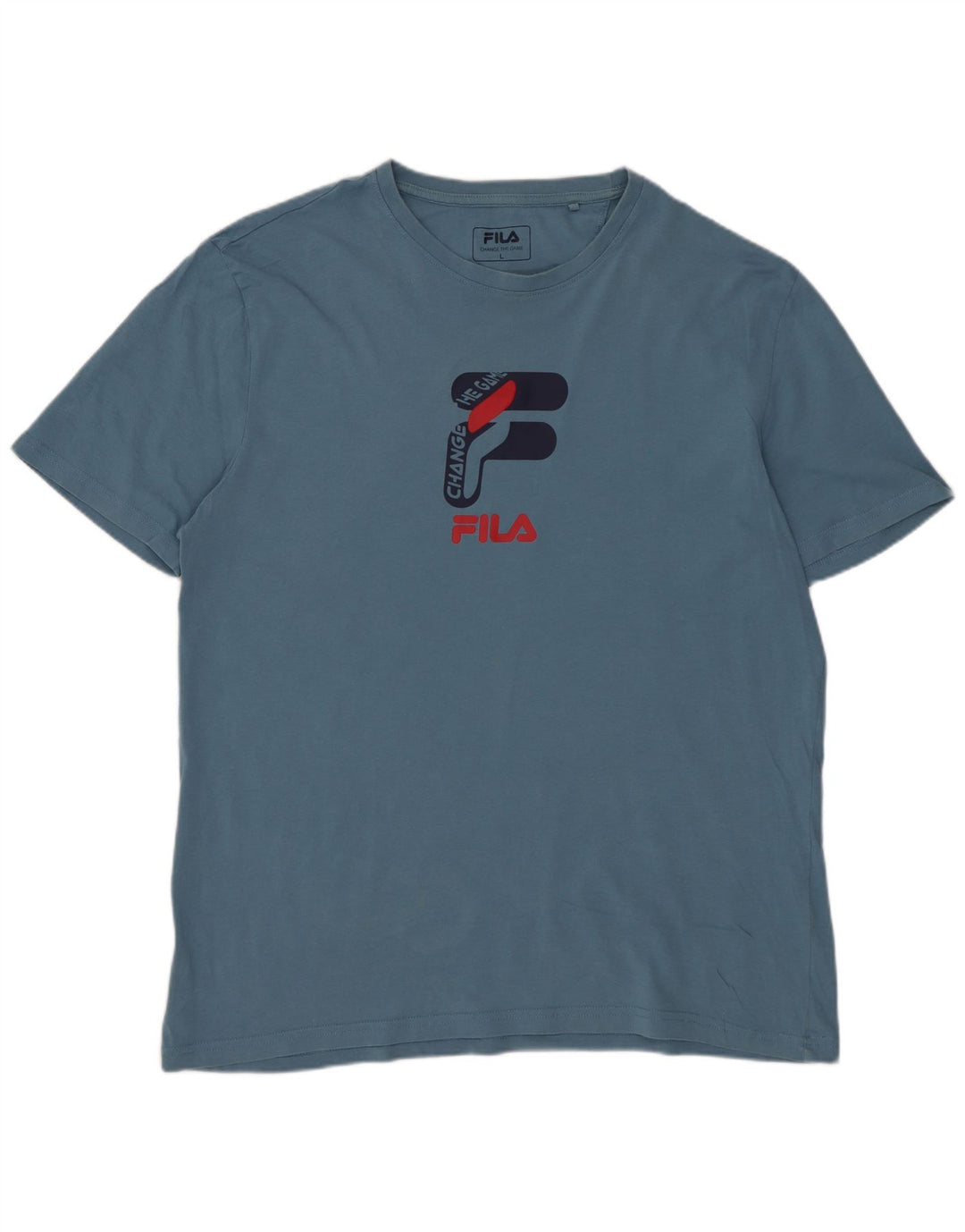 FILA Mens Graphic T-Shirt Top Large Blue Cotton