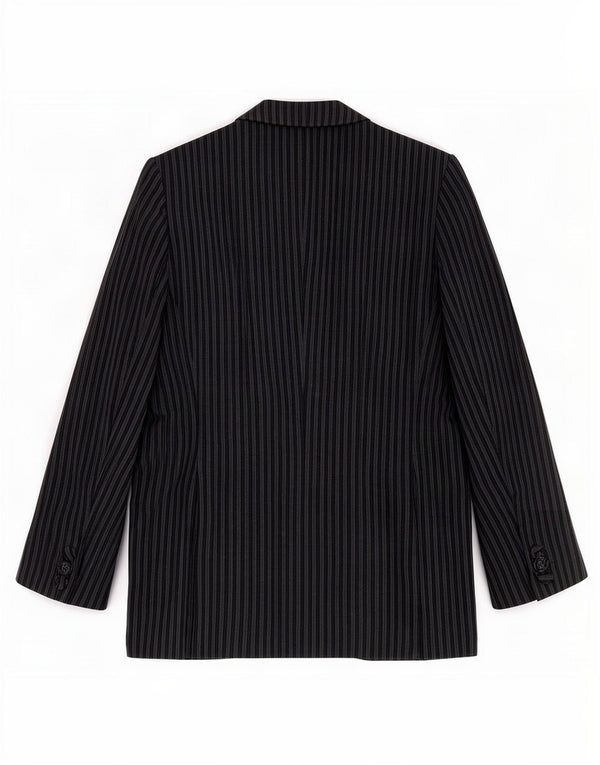 Mirella Mori Womens 3 Button Velvet Blazer Jacket UK 12 Medium Grey Striped
