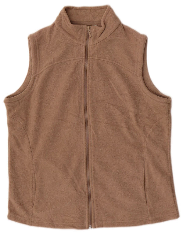 Marks & Spencer Womens Fleece Gilet UK 16 Large Beige Polyester