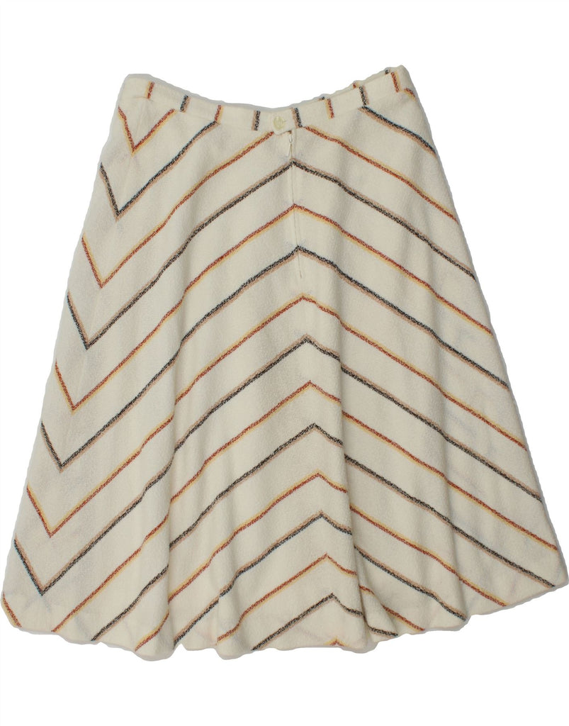 VINTAGE Womens A-Line Skirt W32 Large White Striped Vintage Vintage and Second-Hand Vintage from Messina Hembry 