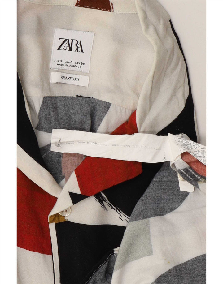 Zara Mens Short Sleeve Relaxed Fit Shirt Small Multicoloured Geometric