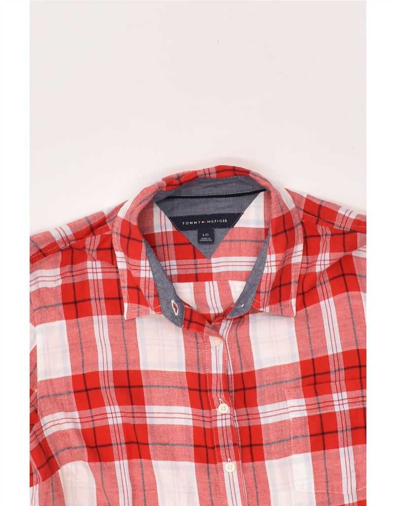 TOMMY HILFIGER Womens Shirt UK 16 Large Red Check Cotton | Vintage Tommy Hilfiger | Thrift | Second-Hand Tommy Hilfiger | Used Clothing | Messina Hembry 