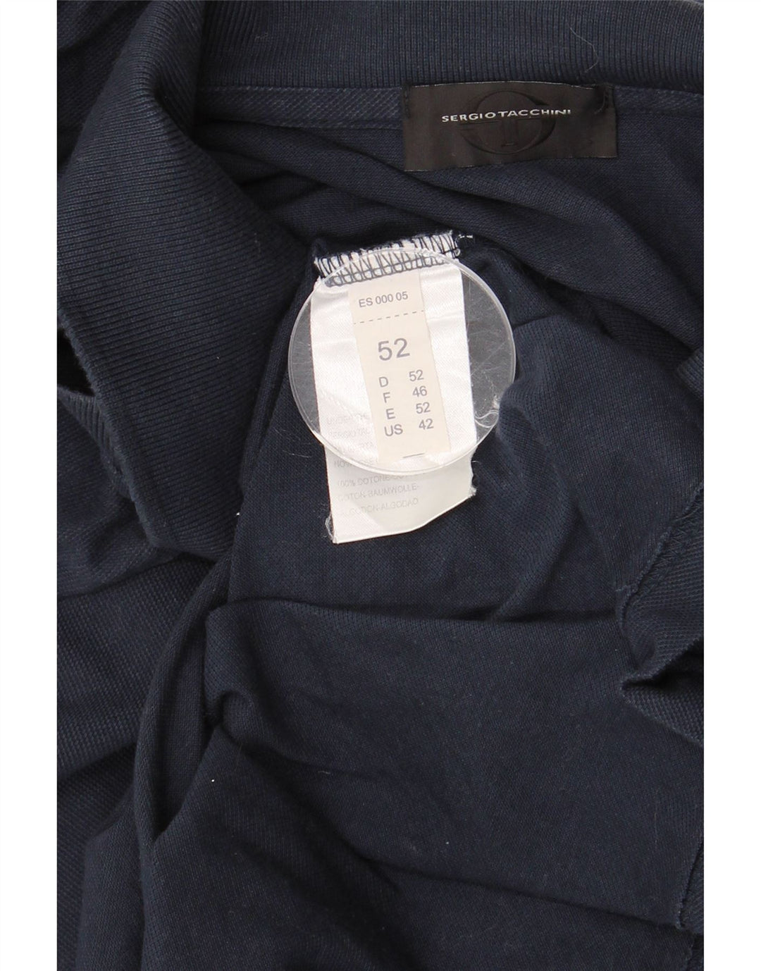 SERGIO TACCHINI Mens Polo Shirt IT 52 Large Navy Blue Cotton