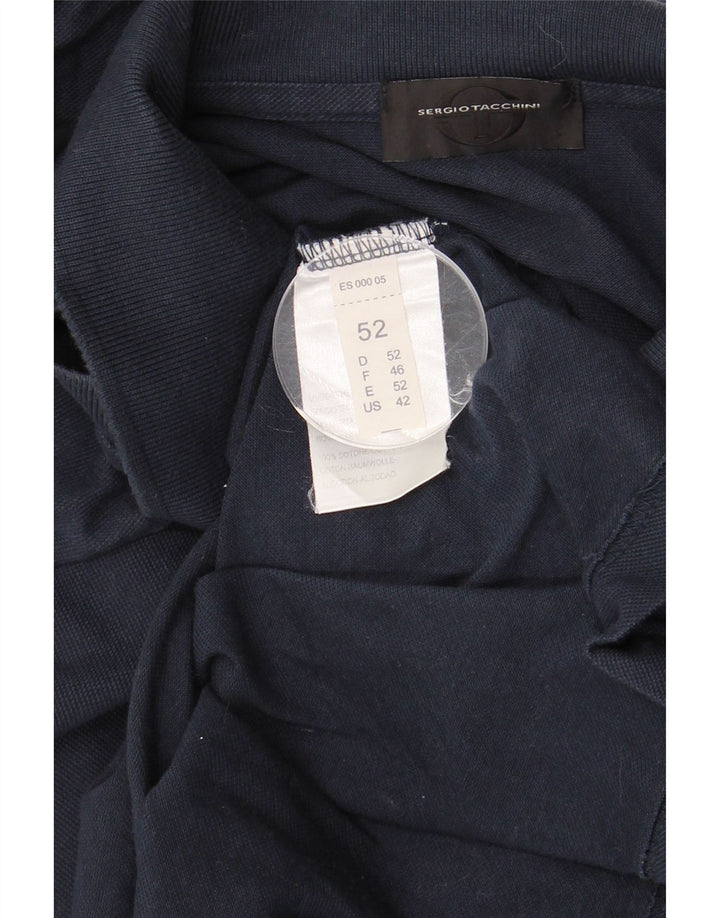 SERGIO TACCHINI Mens Polo Shirt IT 52 Large Navy Blue Cotton