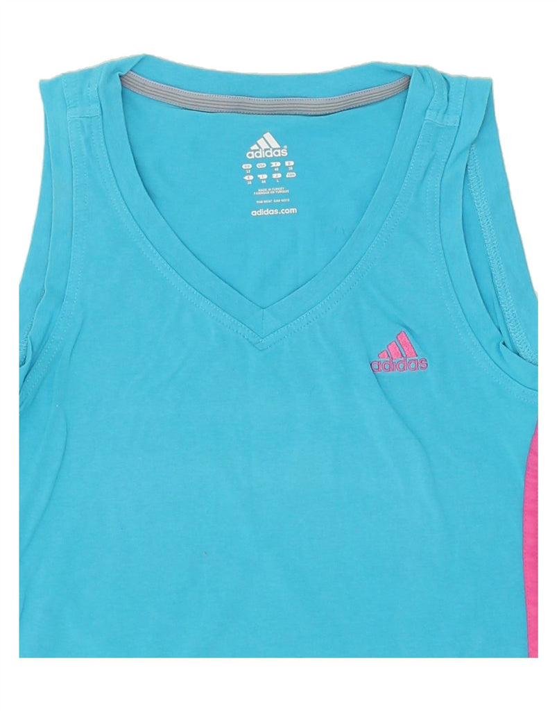 ADIDAS Womens Vest Top UK 12 Medium Blue Vintage Adidas and Second-Hand Adidas from Messina Hembry 