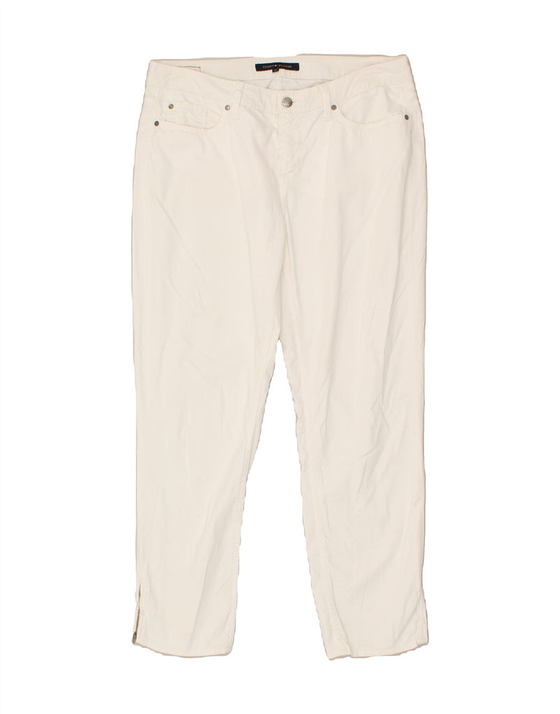 TOMMY HILFIGER Womens Slim Casual Trousers US 12 Large W32 L26  White | Vintage Tommy Hilfiger | Thrift | Second-Hand Tommy Hilfiger | Used Clothing | Messina Hembry 