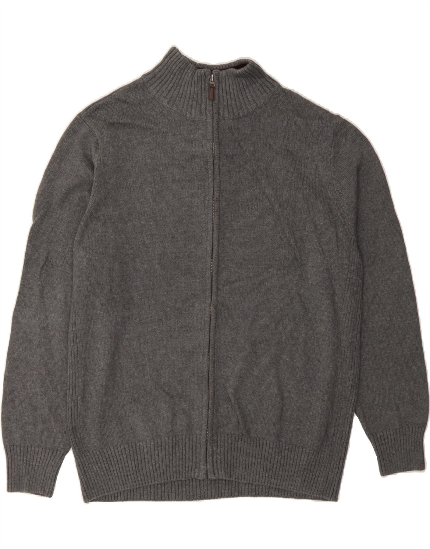 DOCKERS Mens Cardigan Sweater Large Grey Cotton Vintage Second