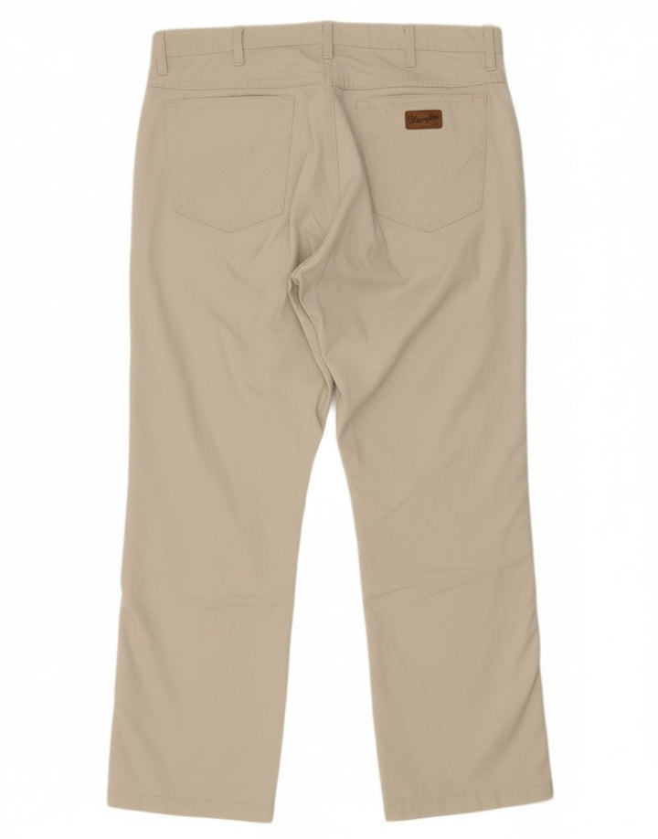 WRANGLER Mens Straight Casual Trousers W36 L32 Off White Cotton