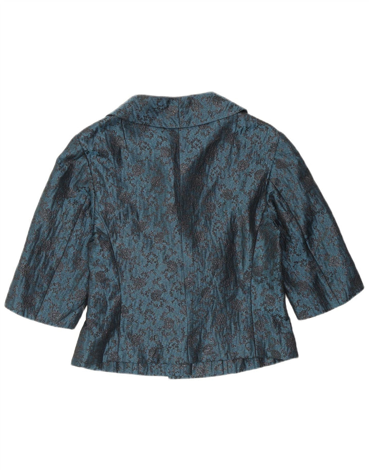 Vintage Womens 2 Button 2 Piece Set UK 12 Medium Blue Floral