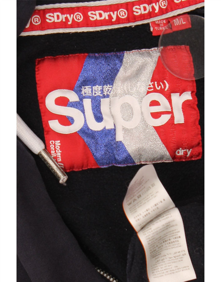 Superdry Mens Graphic Oversized Zip Hoodie Sweater UK 14 Medium Navy Blue
