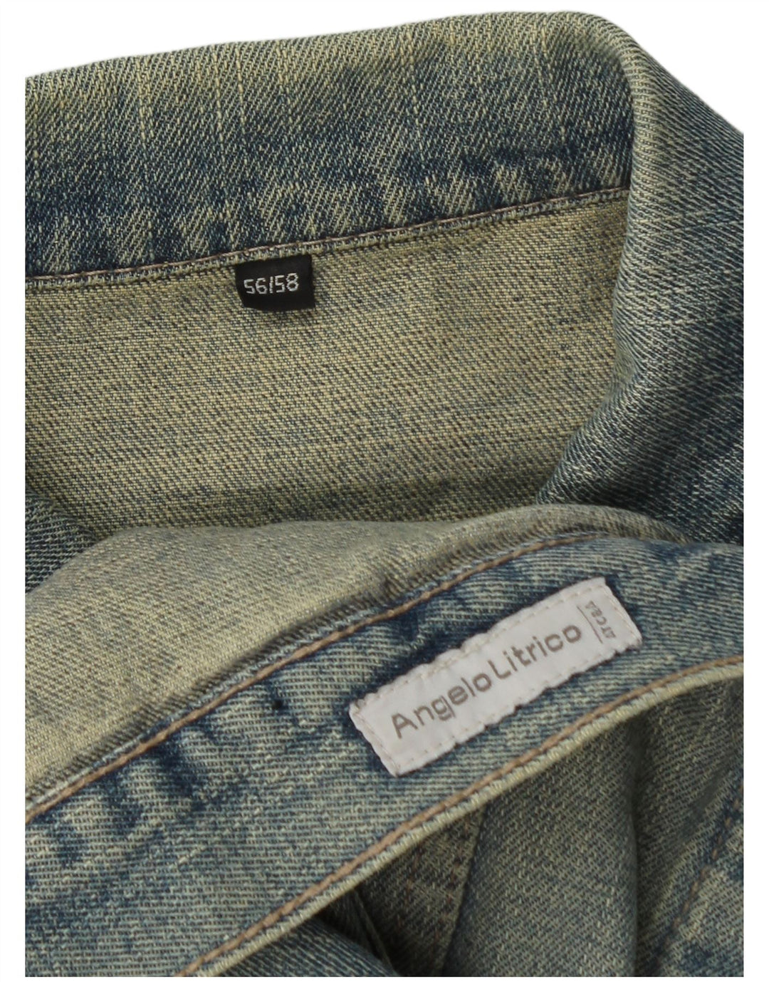 ANGELO LITRICO Mens Denim Jacket IT 56 3XL Blue Cotton