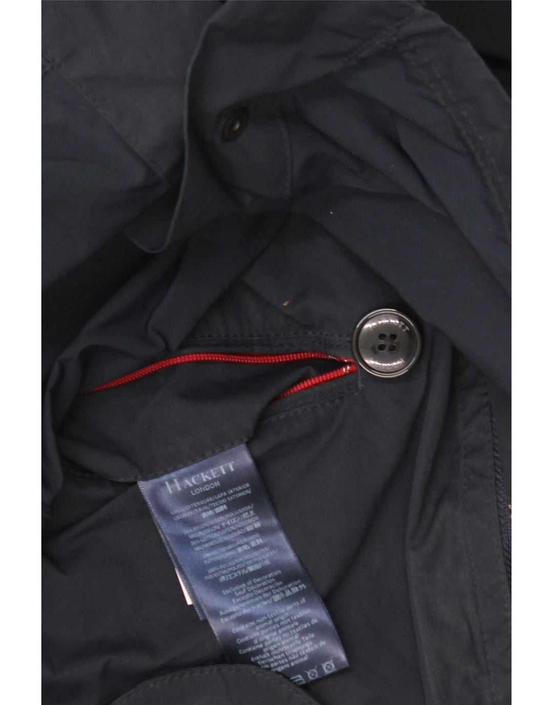Hackett Mens Double Breasted Coat UK 38 Medium Navy Blue Nylon