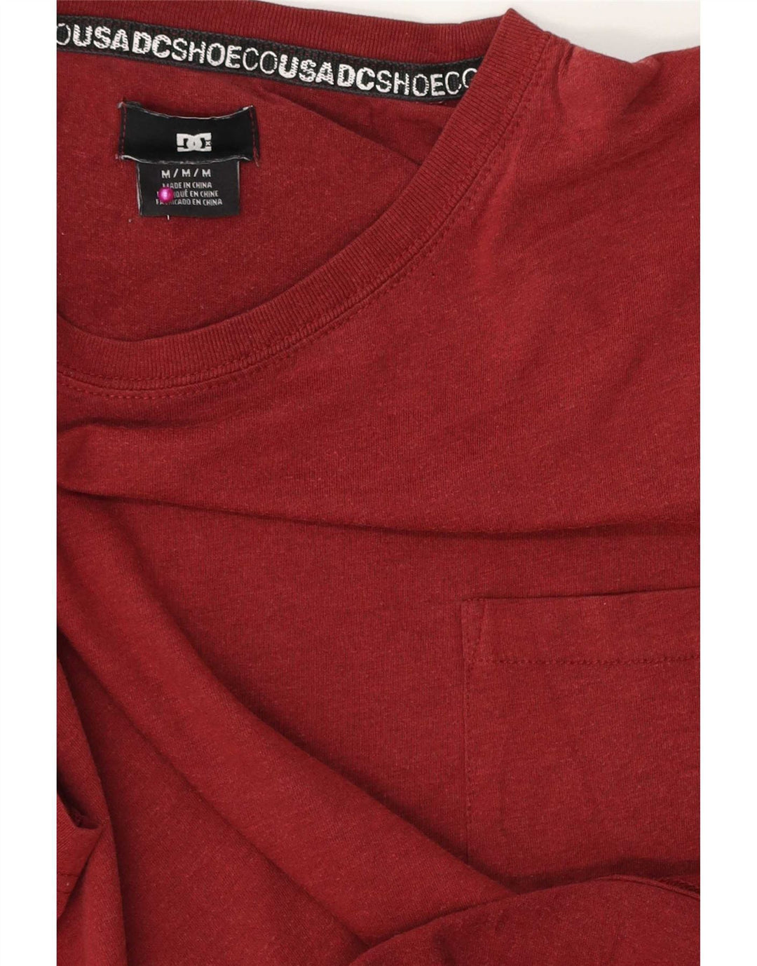 DC Mens T-Shirt Top Medium Burgundy