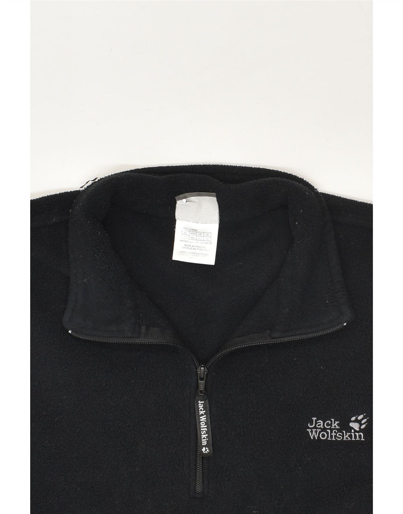 JACK WOLFSKIN Mens Graphic Zip Neck Fleece Jumper UK 48 2XL Black | Vintage Jack Wolfskin | Thrift | Second-Hand Jack Wolfskin | Used Clothing | Messina Hembry 