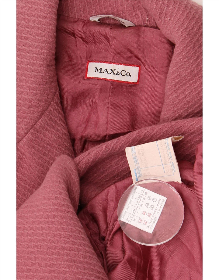 MAX & CO. Womens Overcoat UK 8 Small Pink Wool