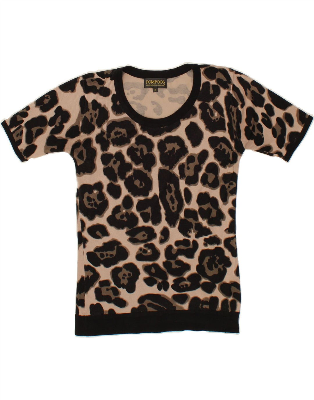 VINTAGE Womens Blouse Top EU 36 Small Beige Animal Print Viscose Vintage Vintage and Second-Hand Vintage from Messina Hembry 