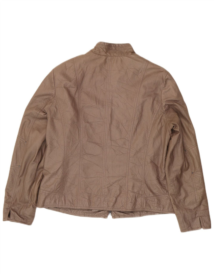 Canda Womens Crop Leather Jacket UK 16 Large Brown