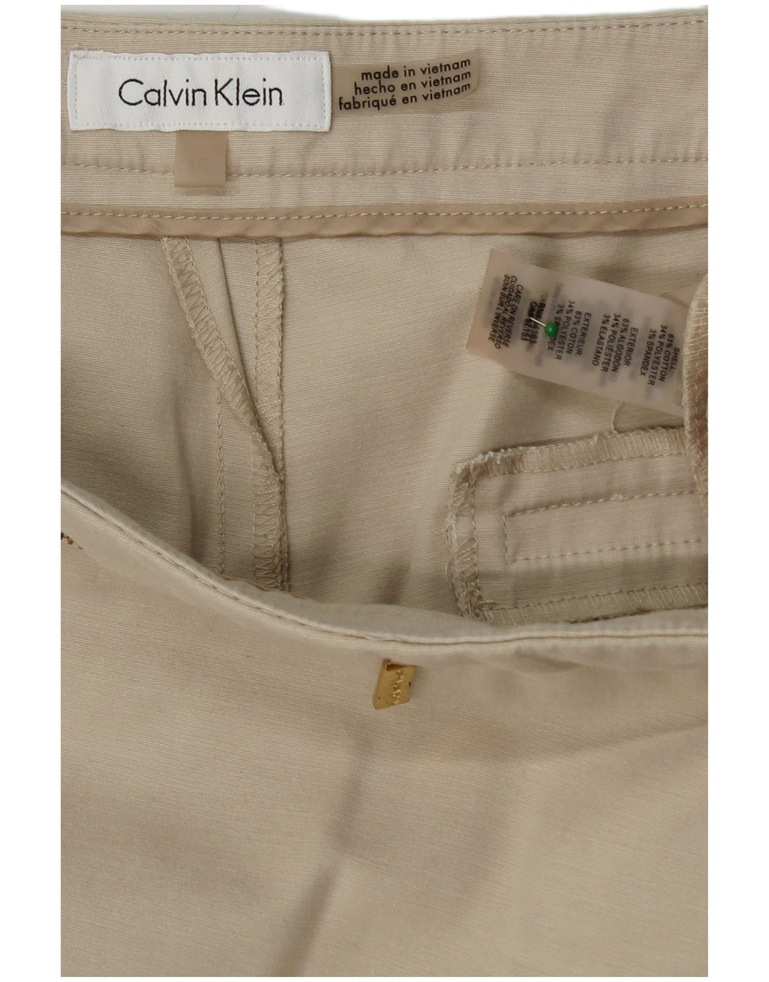 CALVIN KLEIN Womens Straight Cropped Trousers US 16 2XL W38 L27 Beige