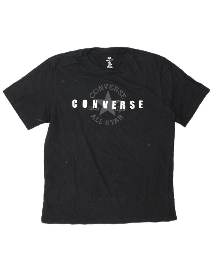 Converse Mens Chuck Taylor Graphic T-Shirt Top Medium Navy Blue Cotton