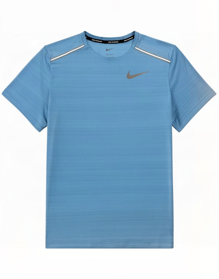 Nike Mens Dri Fit T-Shirt Top Small Blue Pinstripe Polyester
