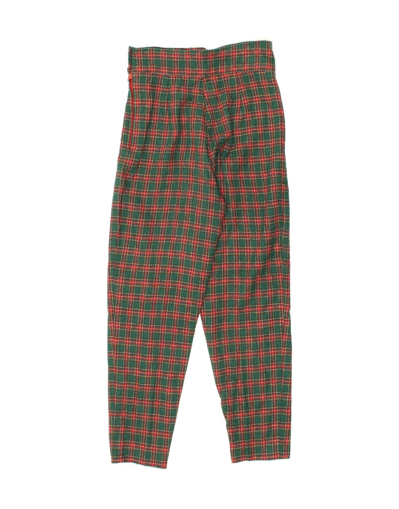 VINTAGE Womens High Waist Casual Trousers W28 L27 Green Check Vintage Vintage and Second-Hand Vintage from Messina Hembry 