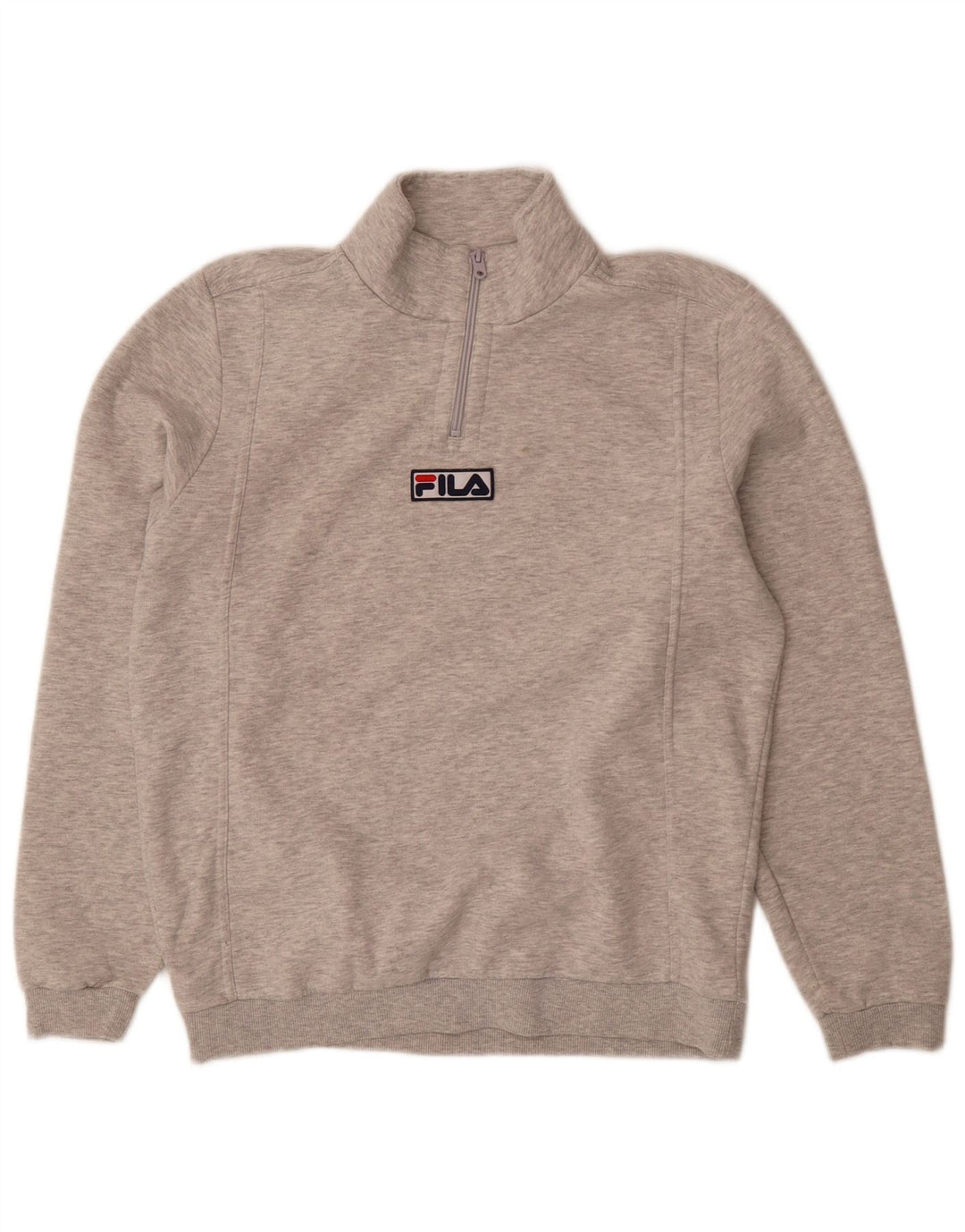 Fila Mens Zip Neck Sweatshirt Jumper Medium Grey Flecked Cotton