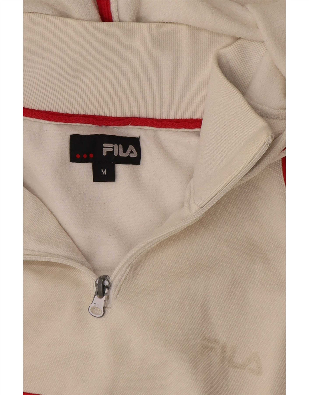 Fila Mens Graphic Zip Neck Hoodie Jumper Medium White