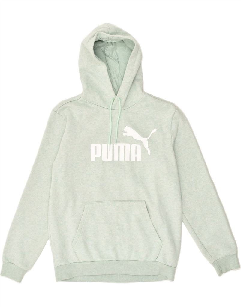 PUMA Mens Graphic Hoodie Jumper Medium Green Cotton | Vintage Puma | Thrift | Second-Hand Puma | Used Clothing | Messina Hembry 