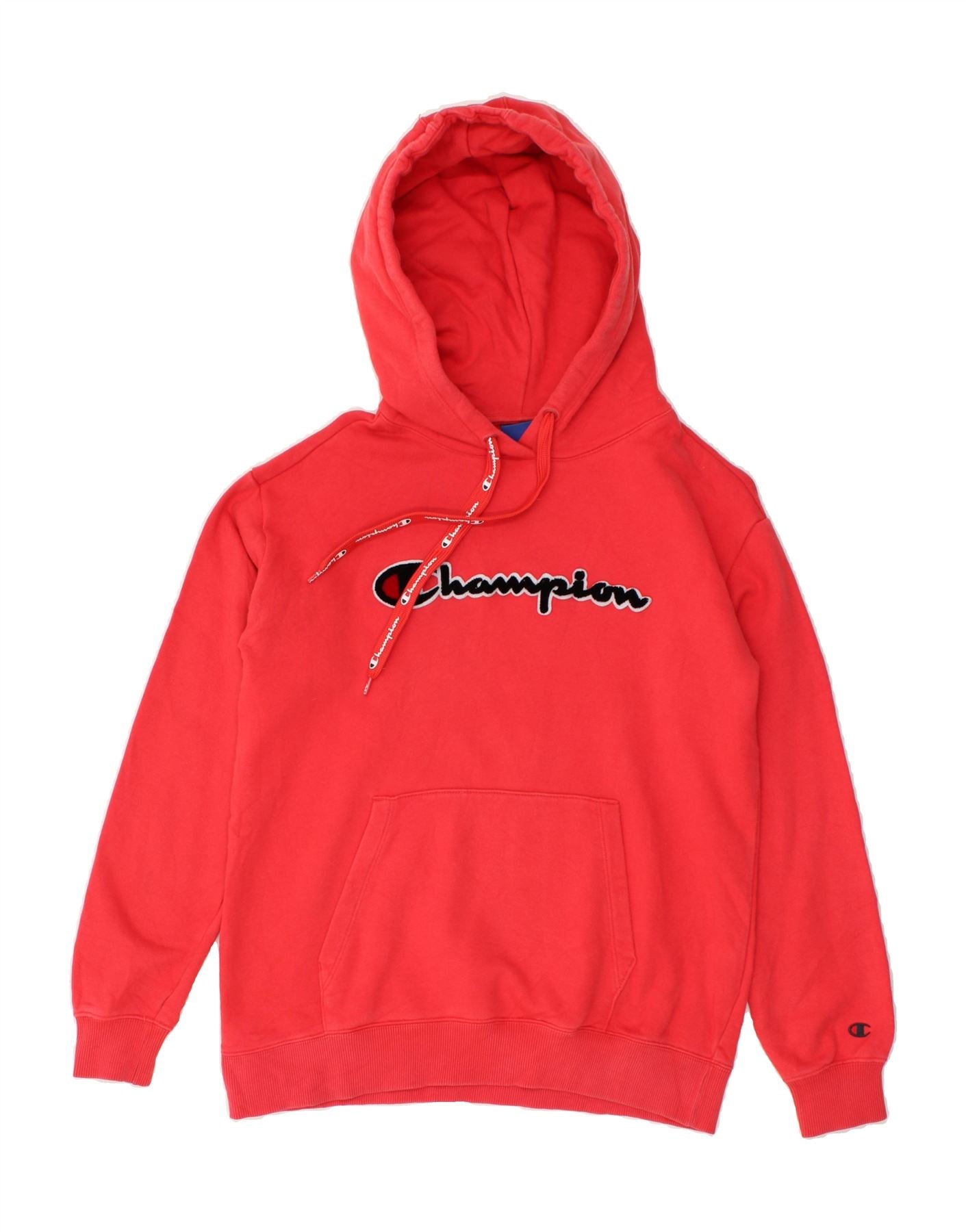CHAMPION Womens Graphic Hoodie Jumper UK XS Red Cotton Vintage