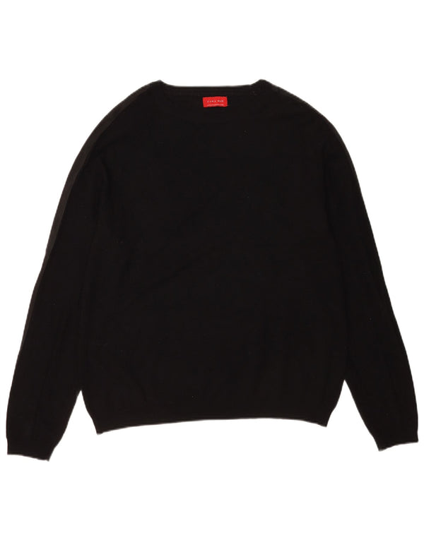 Zara Mens Boat Neck Jumper Sweater Medium Black
