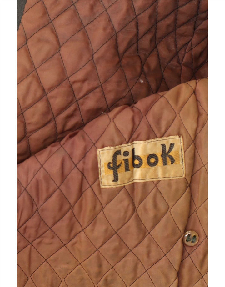Fibok Womens Double Breasted Leather Coat UK 14 Medium Green