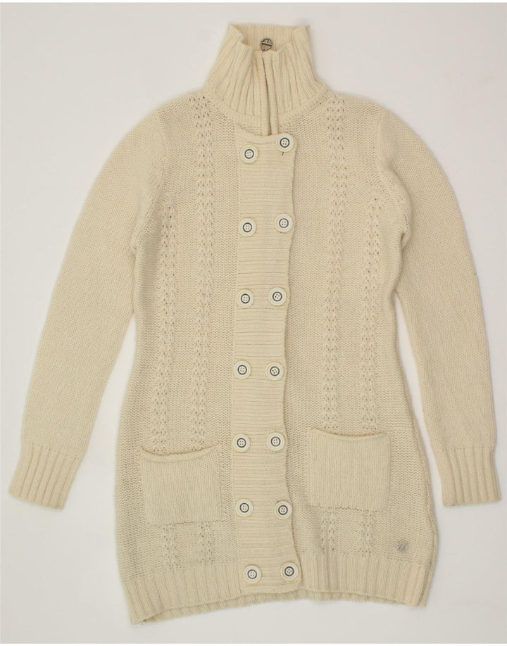 SERGIO TACCHINI Womens Longline Cardigan Sweater UK 10 Small Off White Vintage Sergio Tacchini and Second-Hand Sergio Tacchini from Messina Hembry 