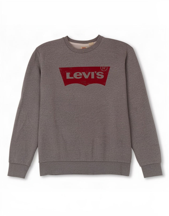 Levi's Mens Graphic Sweatshirt Jumper Small Grey Cotton
