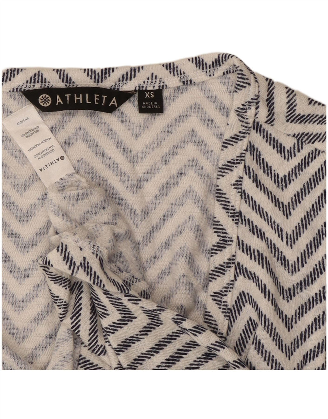 Athleta Womens Sleeveless Blouse Top UK 6 XS White Chevron Modal
