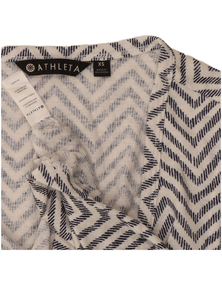 Athleta Womens Sleeveless Blouse Top UK 6 XS White Chevron Modal