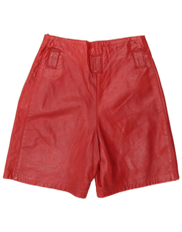 Vintage Womens High Waist Leather Casual Shorts IT 38 XS W26 Red Leather