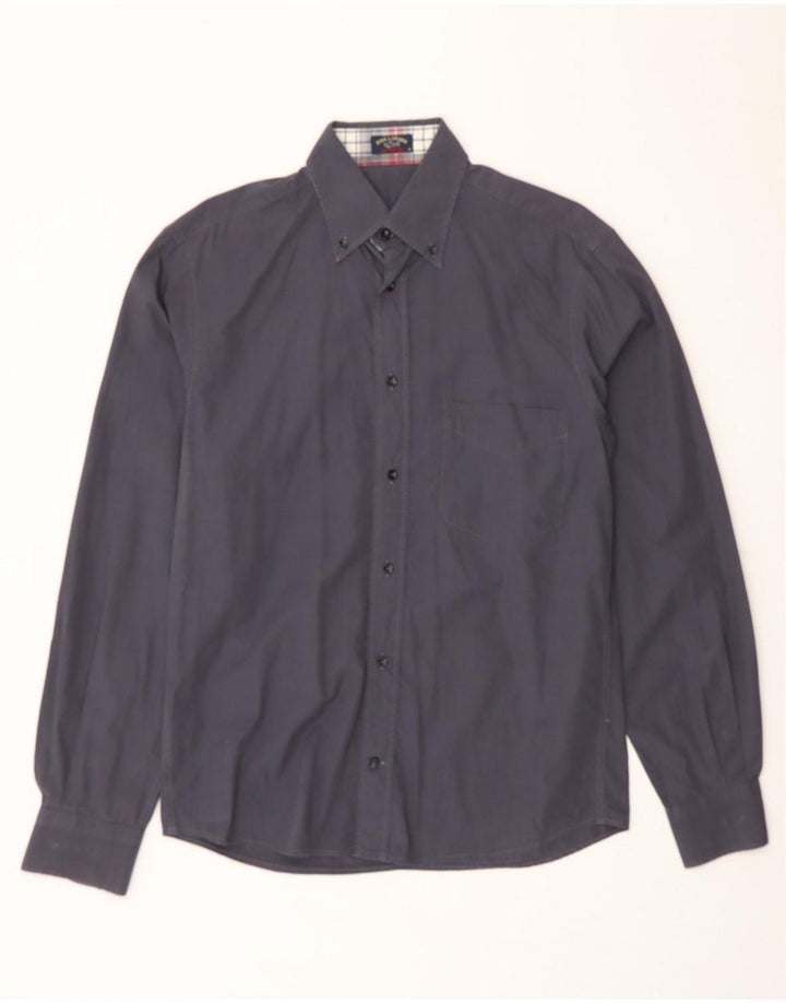 PAUL & SHARK Mens Shirt Size 39 Medium Navy Blue Vintage Paul & Shark and Second-Hand Paul & Shark from Messina Hembry 
